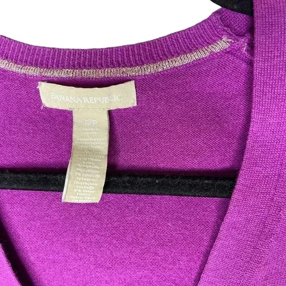 Banana Republic Wool Blend Purple Long Sleeve Button Down Cardigan Sweater Small - Picture 7 of 7